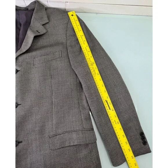 Ermenegildo Zegna Soft Knit Blazer 56L Silk Wool 3 Button Ventless Black White